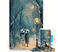 Rompecabezas de 1000 Piezas con diseño de Pareja de Esqueletos Dando un Paseo Invernal para Adultos Juguete de lógica Pura Diversión Relajante Corte preciso Regalo increíble 38x52cm