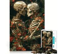 Rompecabezas de 1000 Piezas con diseño de Pareja de Esqueletos Entre Flores para Adolescentes Ideal para Recordar, Mejorar la Calma Mental y Crear Arte nítido y Coleccionable 50x75cm