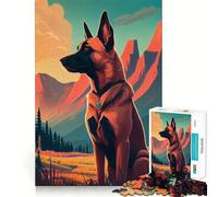 Rompecabezas de 1000 Piezas con diseño de Pastor Belga Malinois en la Naturaleza,Bordes, Juego Inteligente,desafío Divertido,Juego Lento,diversión,Regalo de cumpleaños (38x26cm)