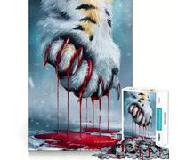 Rompecabezas de 1000 Piezas con diseño de Pata de Tigre sangrienta,Arte Digital,Piezas de Ajuste preciso,Juego Divertido y Estimulante,Ideal para Momentos de diversión o para exhibir en Navidad