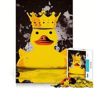 Rompecabezas de 1000 Piezas con diseño de Patito de Goma y Corona para Adolescentes Juguete de lógica Resistente Tiempo Tranquilo Borde Transparente Regalo Creativo (50x75cm)