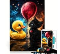 Rompecabezas de 1000 Piezas con diseño de Patito de Goma y Gatito, Ideal para Adolescentes Mejora la Memoria, estimula la Calma y Permite un Escape Tranquilo ¡Una cálida Sorpresa! (38x26cm)