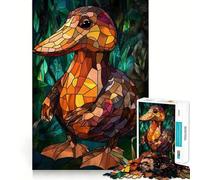 Rompecabezas de 1000 Piezas con diseño de Patito de vidriera para Adultos Juguete para ejercitar la Mente y Relajarse Corte Perfecto Regalo Memorable 38x26cm