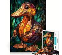 Rompecabezas de 1000 Piezas con diseño de patitos Adolescentes en vidrieras, Ideal para Mejorar la Memoria, Relajarse y armar Decoración de Pared 50x75cm