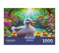 Rompecabezas de 1000 Piezas con diseño de Pato Amarillo, Sendero de jardín Familiar con un Paisaje Sereno y Alegre para Adultos, Hombres y Mujeres. Juego Educativo. 70x50cm1000pcs