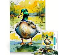 Rompecabezas de 1000 Piezas con diseño de Pato ánade Real en Acuarela para Adolescentes Actividad Divertida para estimular la Mente de Alta precisión y Que Proporciona un Descanso Mental Relajante