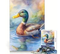 Rompecabezas de 1000 piezas con diseño de pato en acuarela sobre el agua, ideal para adolescentes Desarrolla la capacidad de razonamiento, alivia el estrés y es un regalo divertido y preciso (38x52cm)
