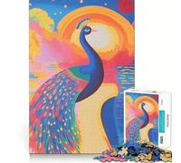 Rompecabezas de 1000 Piezas con diseño de Pavo Real al Atardecer para Adolescentes Juguete Inteligente y Divertido Arte Coleccionable de Corte nítido (50x75cm)