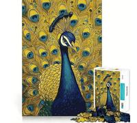 Rompecabezas de 1000 Piezas con diseño de Pavo Real con Plumas extendidas para Adultos Juguete de lógica y Entretenimiento Bordes Suaves Regalo conmovedor (50x75cm)