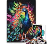 Rompecabezas de 1000 Piezas con diseño de Pavo Real en Acuarela, Ideal como decoración para el hogar, Regalo para Amigos Secretos para Mayores de 14 años, Juego de Rompecabezas de 38x26cm