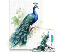 Rompecabezas de 1000 Piezas con diseño de Pavo Real en Acuarela para Adultos y Adolescentes Un Rompecabezas Mental Que Ayuda a aliviar el estrés Un Regalo Original y Divertido (38x26cm)