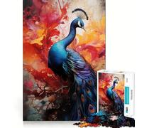 Rompecabezas de 1000 Piezas con diseño de Pavo Real en Flor Abstracta para Adolescentes Ideal para desarrollar la Memoria, armar sin estrés y Disfrutar de un Regalo entrañable (50x75cm)
