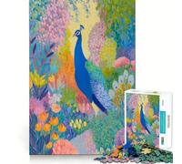 Rompecabezas de 1000 Piezas con diseño de Pavo Real en un jardín Colorido, Ideal para Adolescentes Juguete Inteligente y Divertido Arte Coleccionable de Corte nítido (38x26cm)