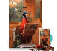 Rompecabezas de 1000 Piezas con diseño de Pavo Real Leyendo el periódico en el baño, Ideal para Adolescentes, Ayuda a Mejorar la Memoria, es Relajante, Divertido y Elegante (38x52cm)