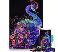 Rompecabezas de 1000 Piezas con diseño de Pavo Real neón para Adultos Juguete para ejercitar la Mente, Ideal para Crear un vínculo afectivo Regalo Elegante (38x52cm)
