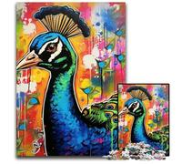 Rompecabezas de 1000 Piezas con diseño de Pavo Real y Grafiti para Adultos, Ideal para Parejas, Navidad, Año Nuevo y San Valentín, 50x75cm/19,68x29,52 Pulgadas.