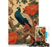 Rompecabezas de 1000 Piezas con diseño de Pavo Real y pájaros en un Entorno Floral para Adultos Juguete de lógica, diseño Relajante y Divertido para armar Regalo Ideal para Navidad (50x75cm)