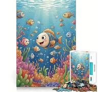 Rompecabezas de 1000 Piezas con diseño de Peces de Dibujos Animados,arrecifes de Coral,Ajuste, Arte,desafío Mental,Juguete,Juego Divertido para el Tiempo Libre,Regalo de cumpleaños (38x26cm)