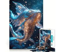 Rompecabezas de 1000 Piezas con diseño de Peces Koi Celestiales,Brillantes en Tonos Dorados y Azules Diseño de Corte preciso Divertido Juego de Habilidad Mental Juego para Relajarse Regalo y de Ocio