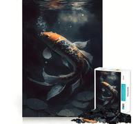 Rompecabezas de 1000 Piezas con diseño de Peces koi Nadando, Ideal para Adultos y Adolescentes Juguete de lógica Clara para Relajarse Corte Artículo de Santa Claus (50x75cm)
