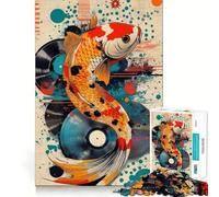 Rompecabezas de 1000 Piezas con diseño de Peces koi Vibrantes,Estilo Pop Art,para Adultos Divertido Juego de Memoria Componentes Resistentes y de Corte Limpio aliviar el estrés