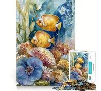Rompecabezas de 1000 Piezas con diseño de Peces y arrecifes de Coral en Acuarela para Adultos Divertido Juego de Memoria con componentes Resistentes y de Corte Limpio único para aliviar el estrés