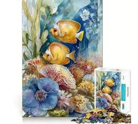 Rompecabezas de 1000 Piezas con diseño de Peces y arrecifes de Coral en Acuarela para Adultos Juego Mental Divertido con tecnología Avanzada de Corte láser Un desafío entretenido para Pasar el Tiempo