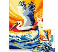 Rompecabezas de 1000 Piezas con diseño de pelícano en Vuelo sobre Las Olas del océano para Adolescentes Juguete para ejercitar la Mente y aliviar el estrés Corte Premium Regalo increíble (38x52cm)