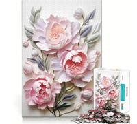 Rompecabezas de 1000 Piezas con diseño de peonías Rosas para Adolescentes Juguete de lógica, Sencillo y Divertido Bordes Suaves Regalo Elegante (38x26cm)