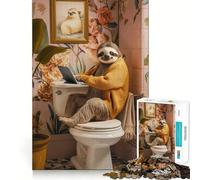 Rompecabezas de 1000 Piezas con diseño de Perezoso en el baño o portátil, Ideal para Adolescentes Juguete de lógica Mental para el Tiempo Libre Bordes Finos 38x26cm