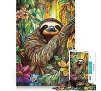 Rompecabezas de 1000 Piezas con diseño de Perezoso en la Jungla, Estilo vitral, para Adultos Juguete de lógica Mental para aliviar la tensión Corte Firme 38x26cm