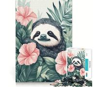 Rompecabezas de 1000 Piezas con diseño de Perezoso, Flores Tropicales y botánicas para Adolescentes Juguete para desarrollar la lógica, Ligero y Relajante Corte preciso Regalo clásico 50x75cm