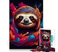 Rompecabezas de 1000 Piezas con diseño de Perezoso Pintado a Color para Adolescentes Juego Inteligente para fomentar la convivencia y Crear una Obra de Arte 38x52cm