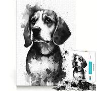 Rompecabezas de 1000 Piezas con diseño de Perro Beagle,Tinta Negra,Ajuste Limpio,decoración,Actividad Mental Inteligente,Tiempo de Juego Acogedor,Regalo Divertido de Navidad (50x75cm)