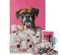 Rompecabezas de 1000 Piezas con diseño de Perro bóxer en Papel higiénico Juego de Ajuste preciso,Juguete Creativo y Divertido,Juego de Paz,Regalo navideño Tranquilo 38x26cm