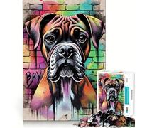 Rompecabezas de 1000 Piezas con diseño de Perro bóxer y Grafiti Diversión Garantizada,Actividad Mental Inteligente,Entretenimiento Relajante,Regalo de cumpleaños 38x26cm