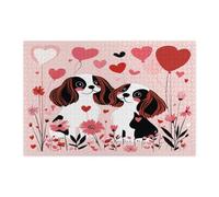 Rompecabezas de 1000 piezas con diseño de perro Cavalier King Charles Spaniel para el día de San Valentín, rompecabezas de madera para parejas, decoración de patrón de amante para entretenimiento en