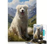 Rompecabezas de 1000 Piezas con diseño de Perro de montaña de los Pirineos para Adolescentes Rompecabezas con Efecto de Memoria, luz Relajante y diseño de Imagen (38x26cm)