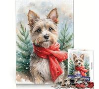 Rompecabezas de 1000 Piezas con diseño de Perro en Acuarela y Bufanda roja para Adolescentes Ideal para Entrenar la Memoria,Relajarse y Disfrutar del Invierno Corte Impecable Regalo para el Invierno