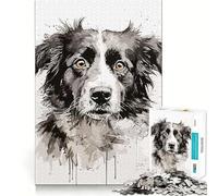 Rompecabezas de 1000 Piezas con diseño de Perro en Blanco y Negro,Piezas de Ajuste preciso,Juego Divertido y Relajante,Ideal para Disfrutar de Momentos agradables y una decoración navideña 38x52cm