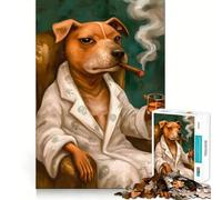 Rompecabezas de 1000 Piezas con diseño de Perro fumando un cigarro, Ideal para Adultos Juguete Inteligente para Toda la Familia Obra de Arte de Corte preciso (38x52cm)