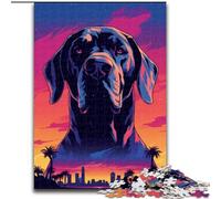 Rompecabezas de 1000 Piezas con diseño de Perro Gran danés al Atardecer. Bonito Rompecabezas de 1000 Piezas para Adultos, Adolescentes, Ideal para Reducir el estrés, Regalo