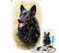 Rompecabezas de 1000 Piezas con diseño de Perro Pastor alemán Juego práctico y Educativo Regalos de Amigo Invisible Decoración (Tamaño 38x26cm)