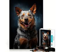 Rompecabezas de 1000 Piezas con diseño de Perro Pastor Australiano Sonriente para Adultos Juguete Inteligente, Divertido y silencioso Corte preciso 50x75cm