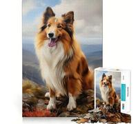 Rompecabezas de 1000 Piezas con diseño de Perro Pastor de Shetland para Adolescentes Recuerda, Mejora, Mente Tranquila, Arte de Corte Claro, Coleccionable 50x75cm