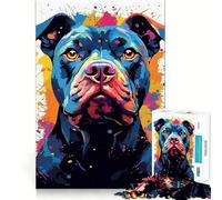 Rompecabezas de 1000 Piezas con diseño de Perro Pit Bull para Adultos Mejora la Memoria Divertido y Relajante Bordes Afilados Regalo Ideal para Las Fiestas (50x75cm)