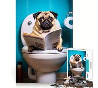 Rompecabezas de 1000 Piezas con diseño de Perro Pug en el baño para Adolescentes Juguete Educativo para Toda la Familia Corte de Calidad Regalo Elegante (50x75cm)