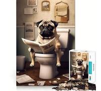Rompecabezas de 1000 Piezas con diseño de Perro Pug en el baño para Adultos Juguete para estimular la lógica Divertido y Elegante Regalo (50x75cm)