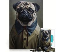 Rompecabezas de 1000 Piezas con diseño de Perro Pug para Adultos, Juguete Que desafía la Mente, Relajante y fácil de Transportar Colección de Piezas de Arte (50x75cm)