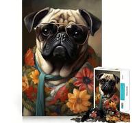 Rompecabezas de 1000 Piezas con diseño de Perro Pug para Adultos Regalos Divertidos y de Calidad (38x26cm)